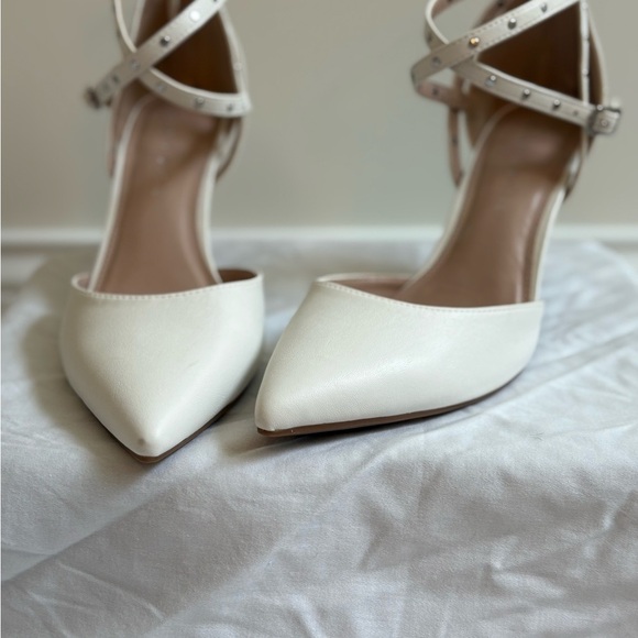 Kelly & Katie | White Strappy Women's Heels - Picture 2 of 6